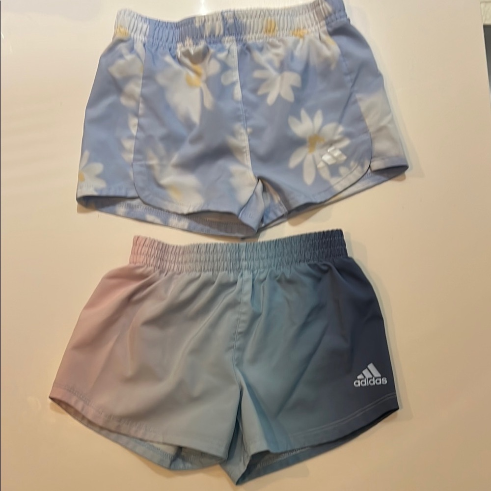 Adidas Light Blue Floral and Gradient Shorts Duo